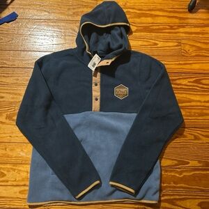 Blue and Tan Hooded Pullover